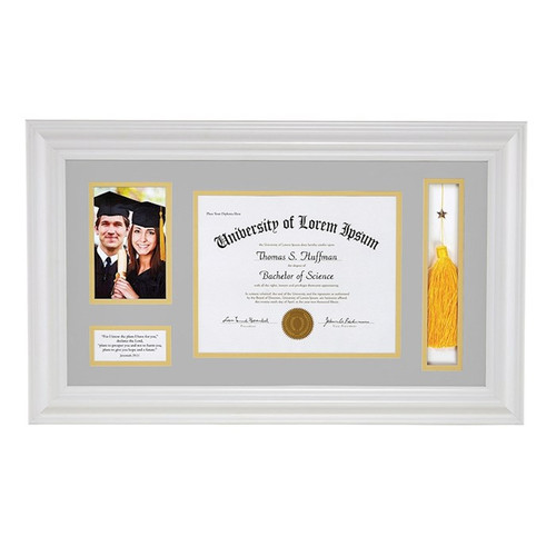 Frame-Wall-Graduation Keepsake For Photo/Tassel & Diploma (Jer 29:11)-White (25 x 14.75) by Heartfelt