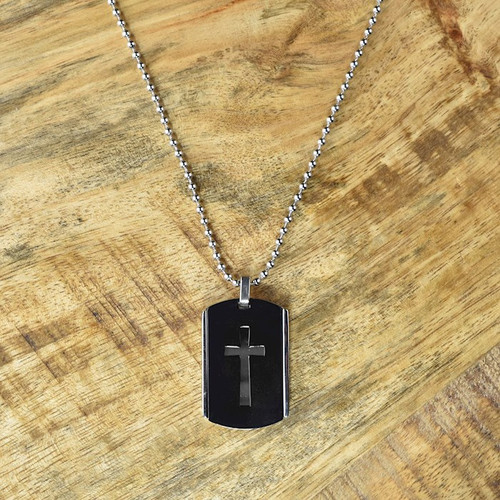 Necklace-Eden Merry-Just For Him-Cross Dog Tag (24") by Eden Merry