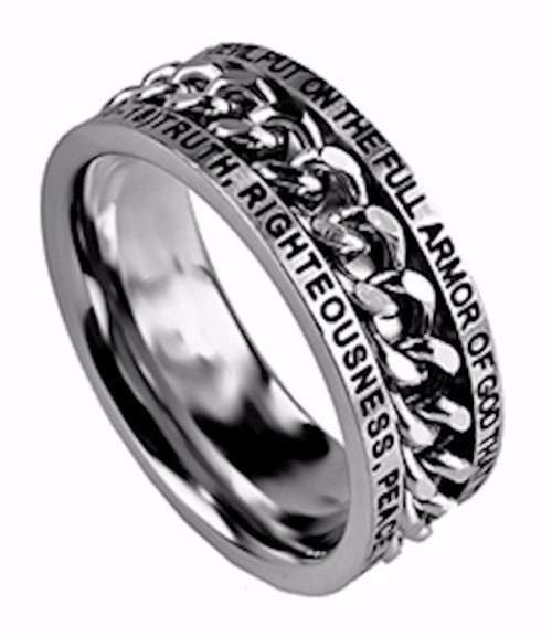 Ring-Chain-Armor Of God (Mens)-Size 14 by Stainless Steel