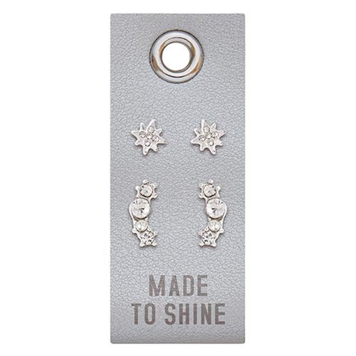 Earrings-Made To Shine/2 Sets Of Studs On Leather Tag by Santa Barbara Desi