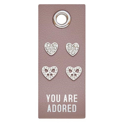 Earrings-You Are Adored/2 Sets Of Studs On Leather Tag by Santa Barbara Desi