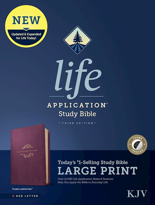 KJV Life Application Study Bible/Large Print (Third Edition)-RL-Purple Leatherlike Indexed by Tyndale House