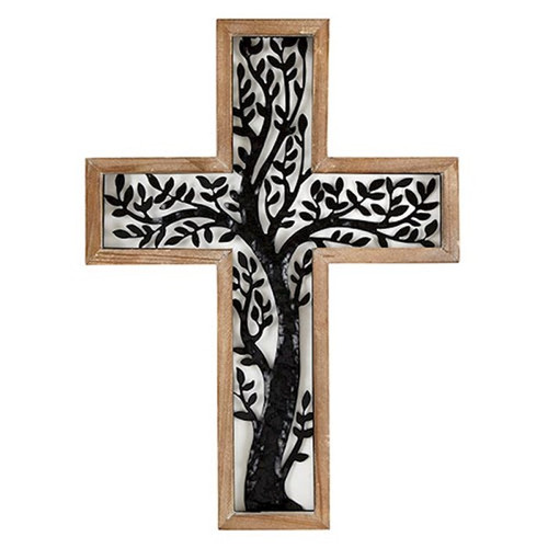Wall Cross-Metal Tree (15"H) by Spiritual Harvest