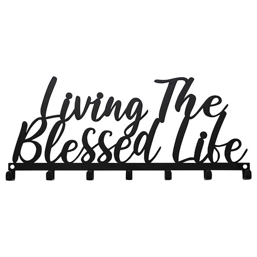 Key Holder-Living The Blessed Life (12 x 5.25) by African American E