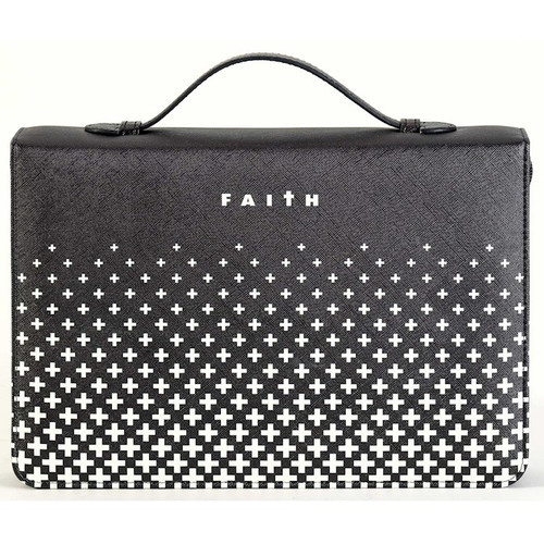 Bible Cover-Faith Cross-Black & White-XLG by White Dove Designs