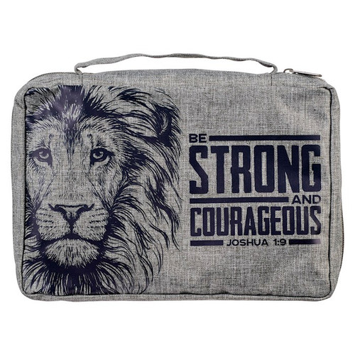 Bible Cover-Value-Strong & Courageous Joshua 1:9-Gray-MED by Christian Art Gift