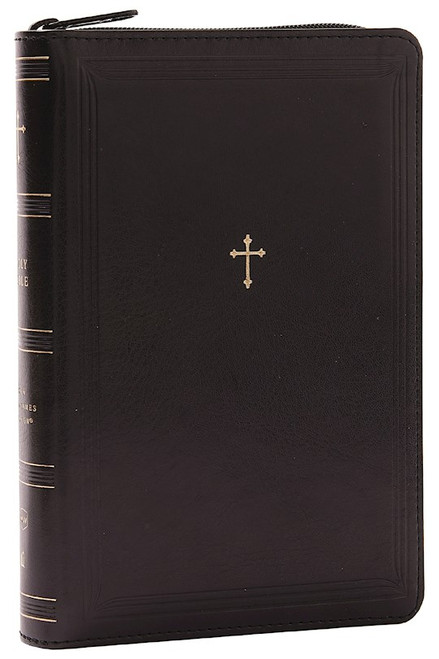 NKJV Compact Paragraph-Style Reference Bible (Comfort Print)-Black Leathersoft With Zipper by Nelson Bibles
