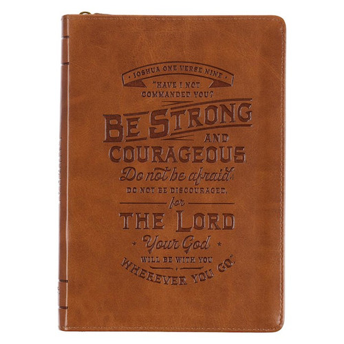 Journal w/Zip Be Strong & Courageous Joshua 1:9 by Christian Art Gift