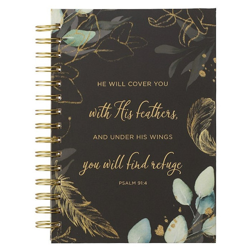 Lg Wire Journal He Will Cover You Psalm 91:4 by Christian Art Gift