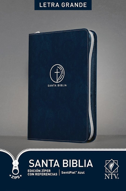 NTV Edicion Ziper con Referencias/Letra Grande (NLT Large Print Zipper Edition w/Refer)-Blue LeatherLike by Tyndale Espanol