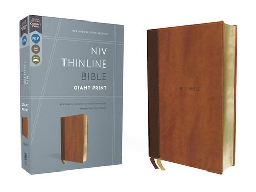 NIV Thinline Bible/Giant Print (Comfort Print)-Brown Leathersoft by Zondervan