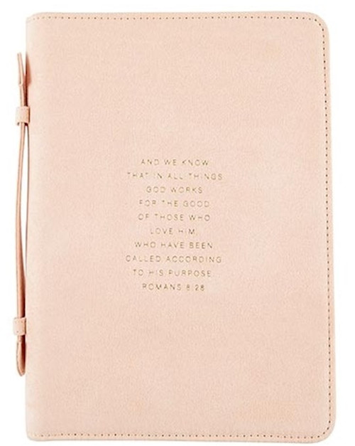 Bible Cover-Romans 8:28-Blush (6 X 9) by Gifts Of Faith