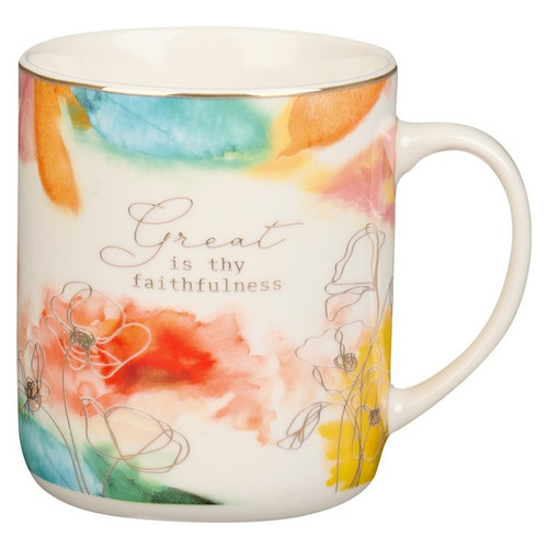Mug-Great Is Thy Faithfulness-Pastel Meadow (14 Oz) (MUG943) by Christian Art Gift