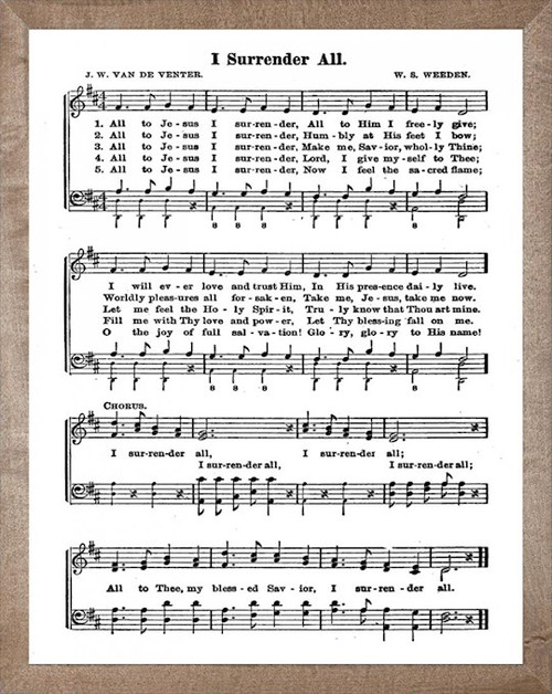 Framed Art-I Surrender All (11 X 14) (Hymn Art) by Beechdale Frames