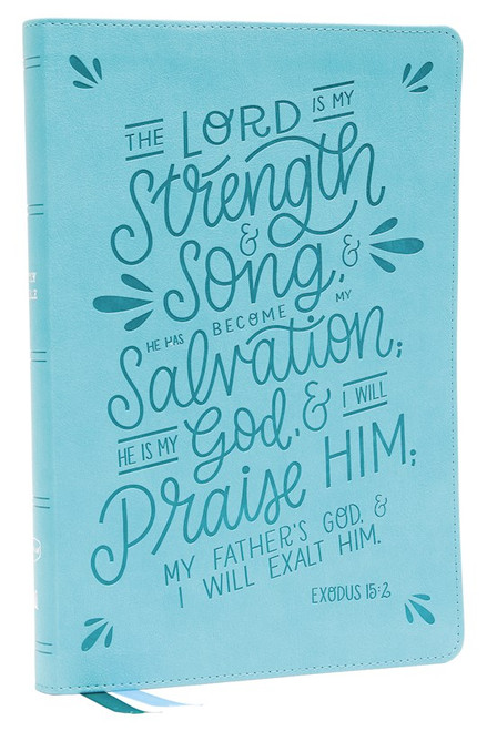 NKJV Thinline  Bible Verse Art Cover Collection (Comfort Print)-Teal Leathersoft Indexed by Nelson Bibles