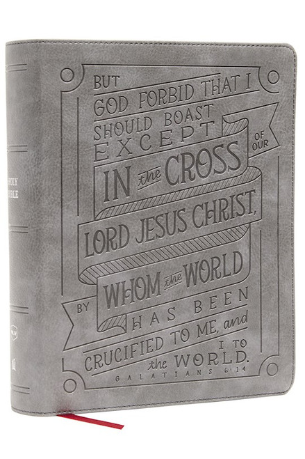 NKJV Journal Reference Edition Bible Verse Art Cover Collection (Comfort Print)-Gray Leathersoft by Nelson Bibles