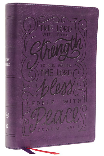 NKJV Giant Print Center-Column Reference Bible Verse Art Cover Collection (Comfort Print)-Purple Leathersoft by Nelson Bibles