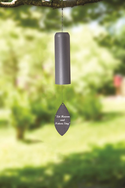 Wind Chime-Cylinder-Let Heaven And Nature Sing-Grey (24") by Christmas