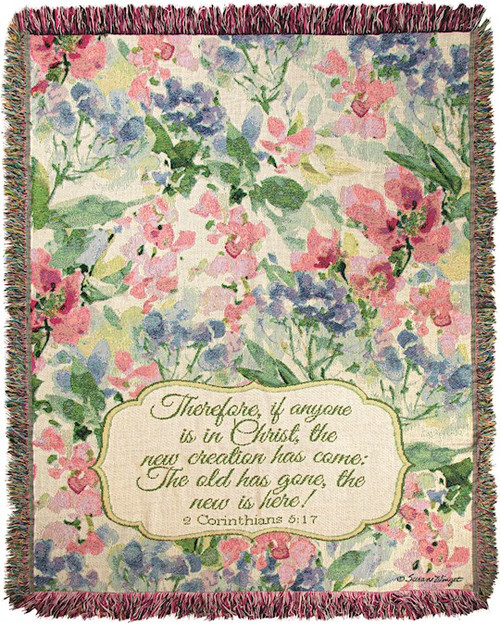 Throw-Watercolor/Therefore If Anyone Is In Christ... Tapestry (50" x 60") by Winget Susan