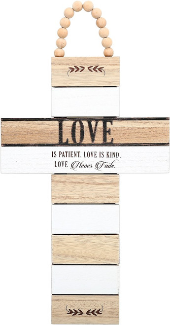 Cross Plaque-Love Is Patient... (9.75" x 18") by Blessed By You