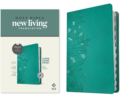 NLT Super Giant Print Bible/Filament Enabled Edition-Peony Rich Teal LeatherLike Indexed by Tyndale House