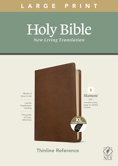 NLT Large Print Thinline Reference Bible/Filament Enabled Edition-Rustic Brown LeatherLike Indexed by Tyndale House