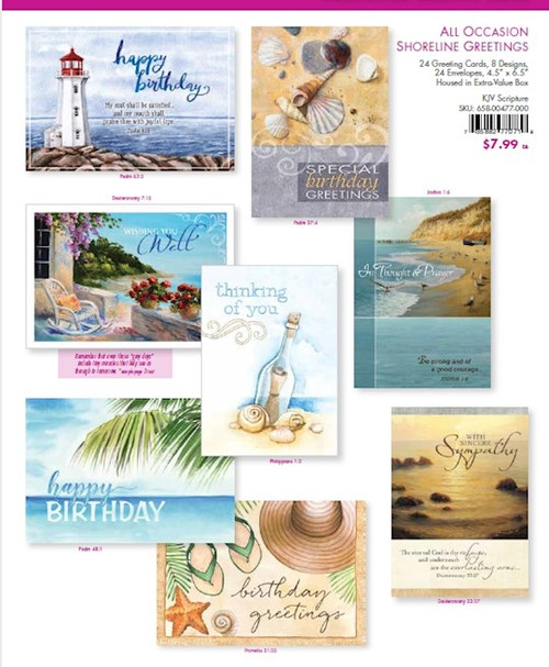 Card-Boxed-Value-All Occasion Shoreline Greetings (Box Of 24) by KJV Scripture
