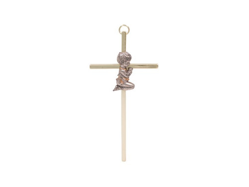 Wall Cross-Praying Boy-Gold/Silver by Swanson