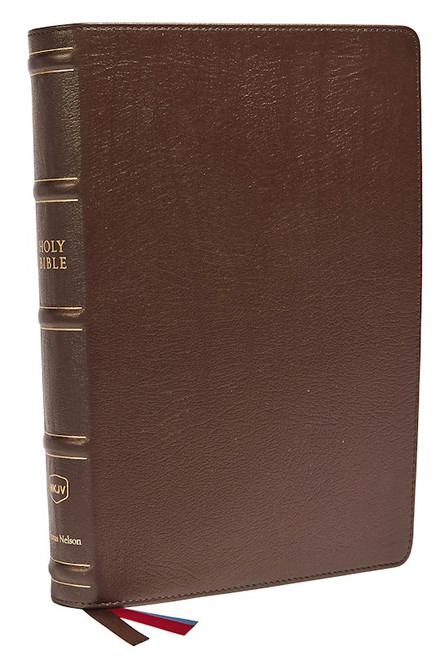 NKJV Verse-By-Verse Reference Bible/Large Print (Comfort Print)-Brown Genuine Leather by Nelson Bibles