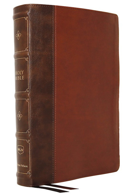 NKJV Verse-By-Verse Reference Bible/Large Print (Comfort Print)-Brown Leathersoft by Nelson Bibles