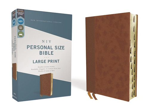 NIV Personal Size Bible/Large Print (Comfort Print)-Brown Leathersoft Indexed by Zondervan