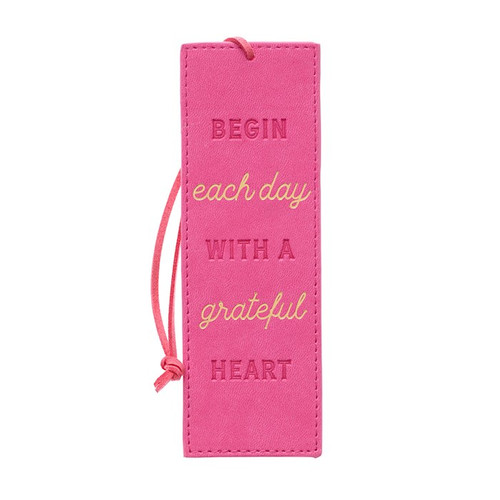 Bookmark-Pagemarker-Begin Each Day-Luxleather-Pink by Christian Art Gift