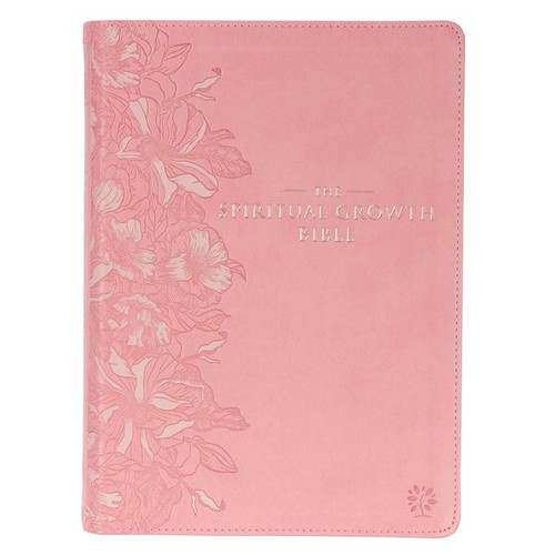 NLT Spiritual Growth Bible-Pink Faux Leather Indexed by Christian Art Gift
