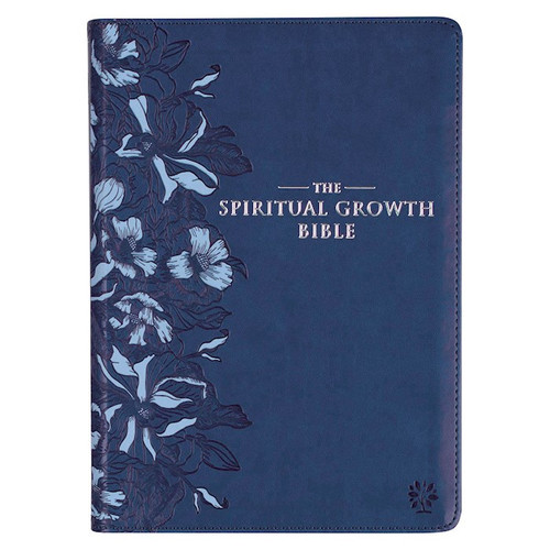 NLT Spiritual Growth Bible-Navy Faux Leather Indexed by Christian Art Gift