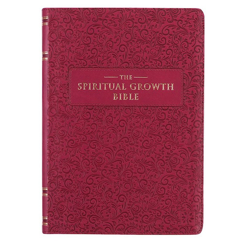 NLT Spiritual Growth Bible-Berry Faux Leather by Christian Art Gift