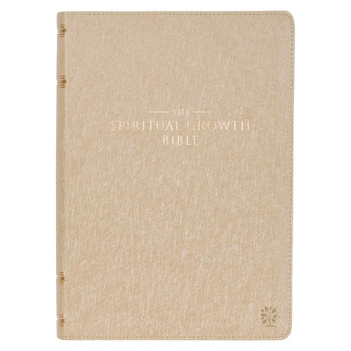 NLT Spiritual Growth Bible-Pearl Taupe Faux Leather by Christian Art Gift