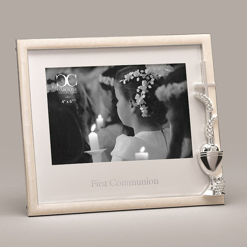 Frame-First Communion W/Cross/Wheat & Chalice (6.75") by Communion