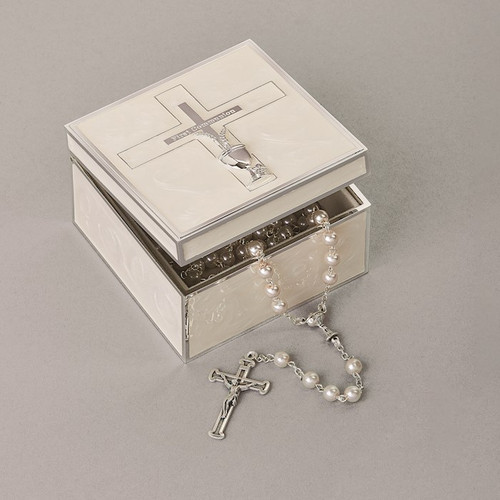 Keepsake Box-First Communion w/Cross/Wheat & Chalice (2.25") by Communion