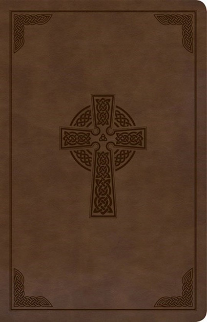 KJV Large Print Personal Size Reference Bible-Brown Celtic Cross LeatherTouch by Holman Bible