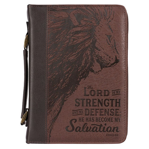 Bible Cover-Lord Is My Strength Exodus 15:2-Brown-XLG by Christian Art Gift