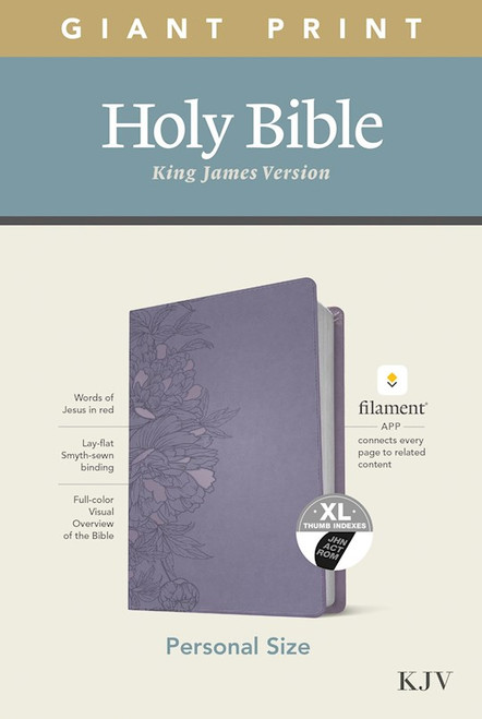 KJV Personal Size Giant Print Bible/Filament Enabled-Peony Lavender LeatherLike Indexed by Tyndale House