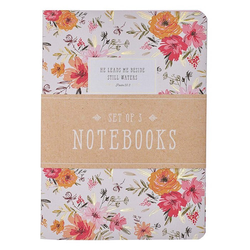 Notebook Set Large Blessed Pink Floral/Stripe (Set Of 3) by Christian Art Gift