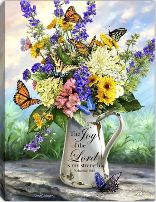 Mini Canvas-Joy Of The Lord-LED Tabletop w/Timer (8" x 6") by Gelsinger Dona