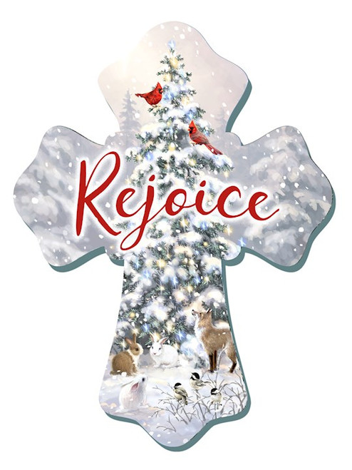 Wall Cross-Rejoice w/Glitter (6" x 8") by Christmas