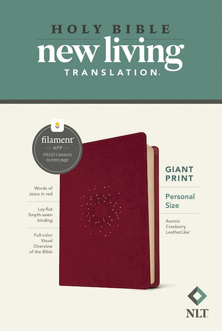 NLT Personal Size Giant Print Bible/Filament Enabled-Aurora Cranberry LeatherLike by Tyndale House