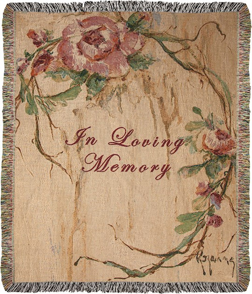 Throw-In Loving Memory Rose-Bereavement-Tapestry (50" x 60") by Manual Weavers