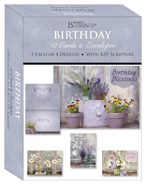 Card-Boxed-Shared Blessings-Birthday Floral Celebration (Box Of 12) by Crown Point