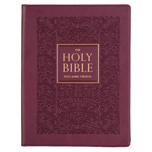 KJV Large Print Note-Taking Bible-Plum Faux Leather Hardcover by Christian Art Gift