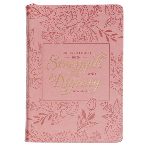Journal-Classic Zip Pink-Strength & Dignity Prov. 31:25 by Christian Art Gift