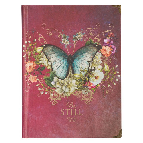 Journal-Hardcover-Pink Butterfly Be Still Ps. 46:10 by Christian Art Gift